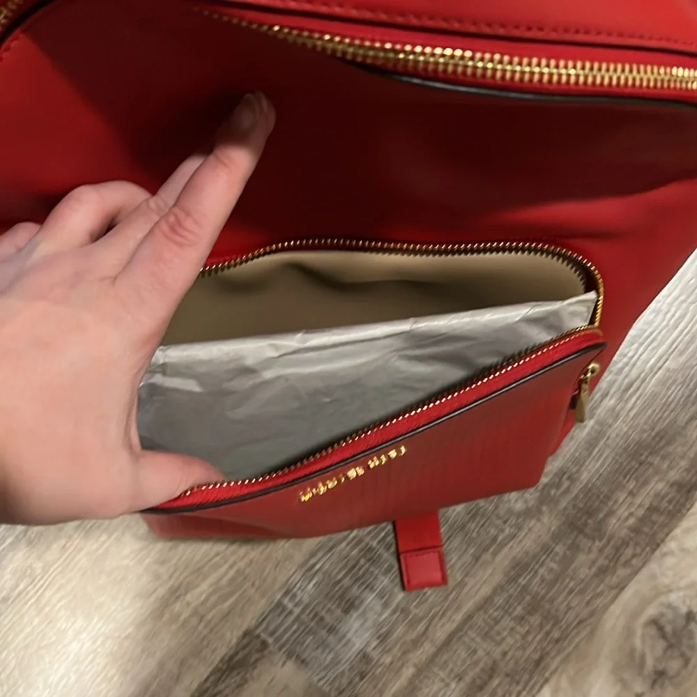NWT Michael Kors bright red backpack